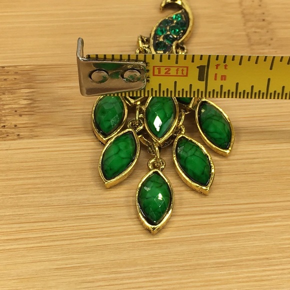 Green Peacock Earrings - Picture 8 of 8